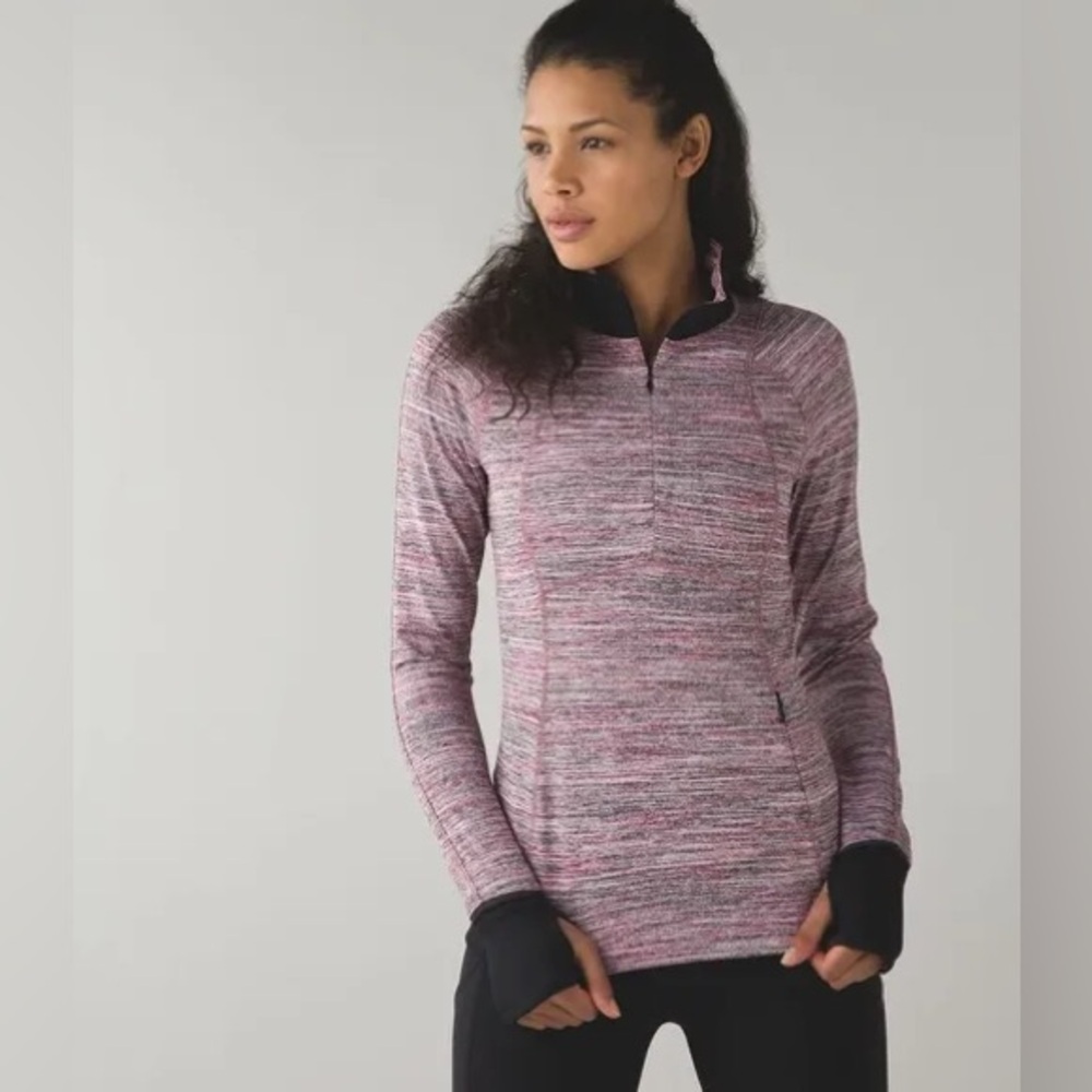 Lululemon Runderful 1/2 Zip Top Space Dye Berry Rumble Size 8